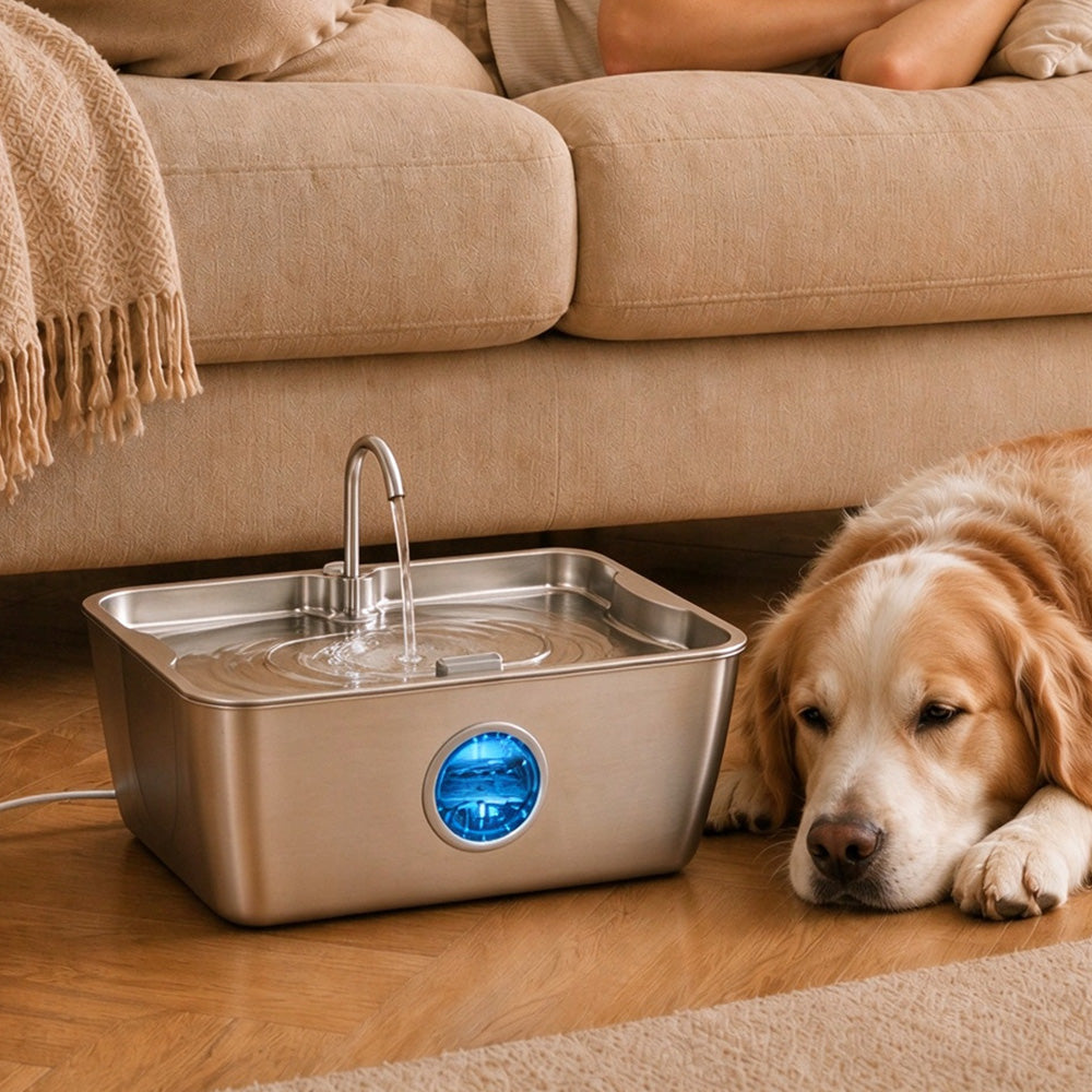 12L Stainless Steel Pet Water Fountain for Large Dogs Multi Pet Quiet Pump
