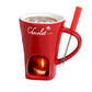 Fondue Mug Set Porcelain Chocolate Melting Cup with Fork