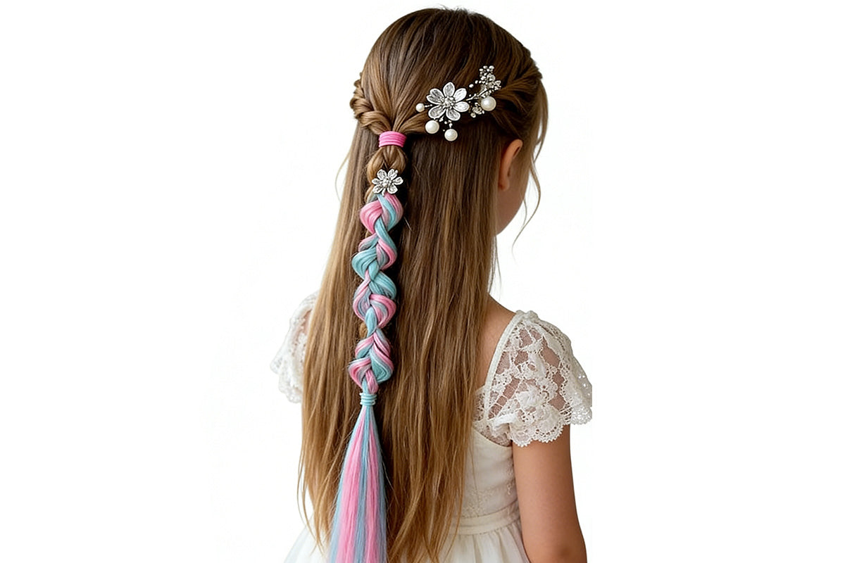 6pcs Girls Braided Hair Extensions Cute Ponytail Accessories for Daily Wear