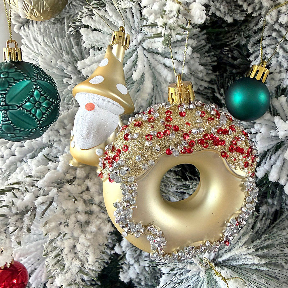 60 Piece Christmas Donut Santa Gnome Ball Hanging Ornament Set