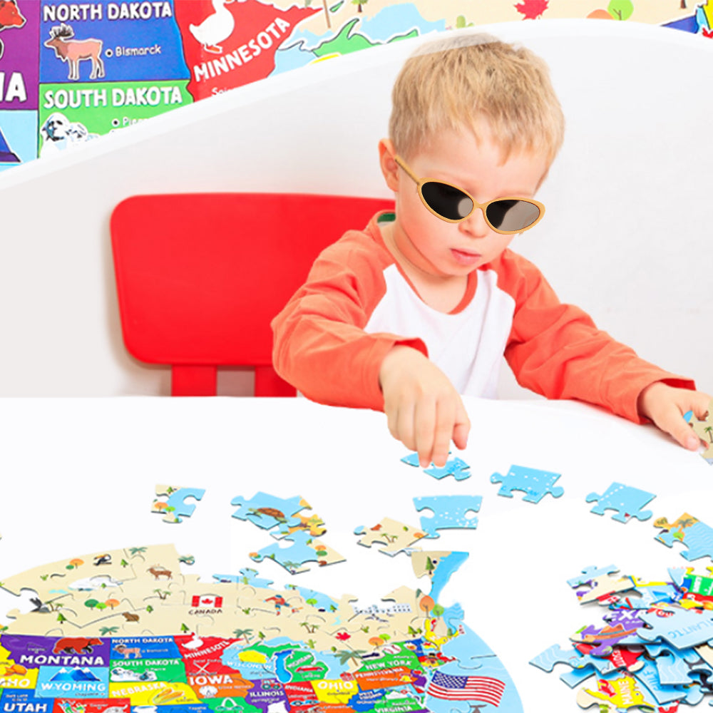 Round World Map Geography Puzzle Jigsaw for Kids