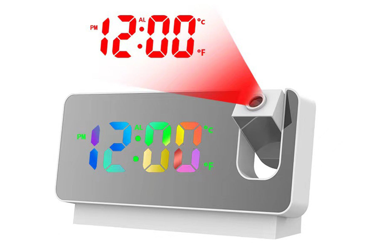 LED Digital Smart Alarm Clock with Projection Temperature Time LCD Display