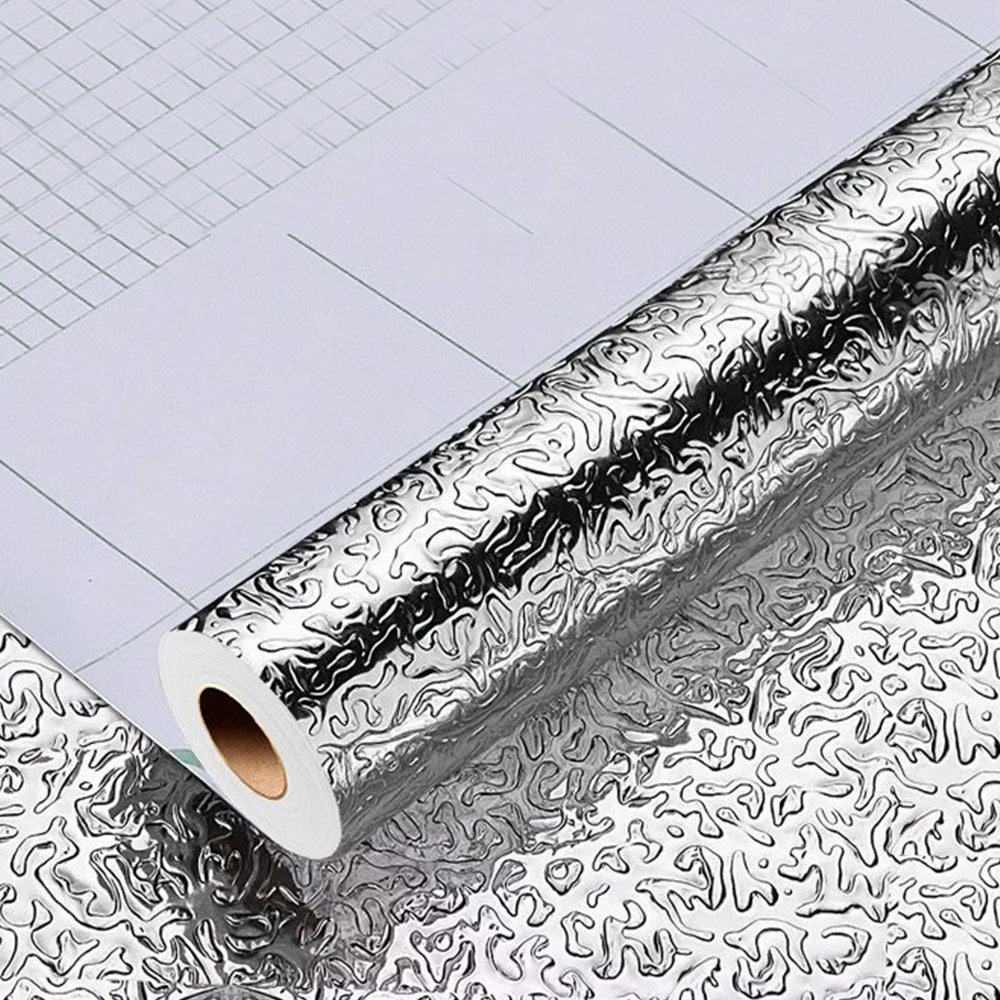 5m Self Adhesive PVC Aluminum Foil Kitchen Oil and Water Resistant Liner-Style 1