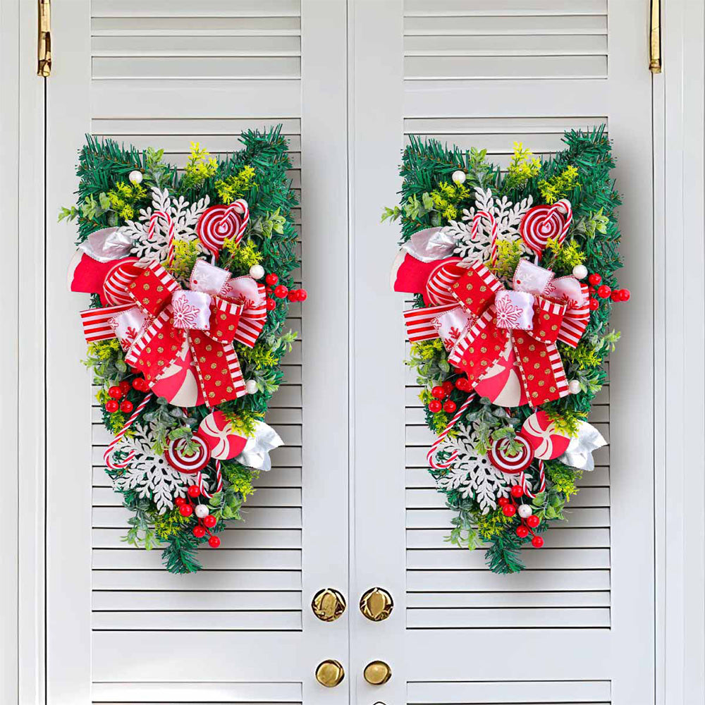 Christmas Hanging Upside Down Tree Candy Decoration for Door Wall