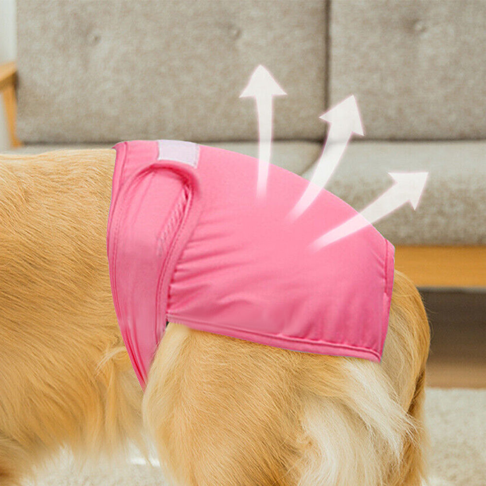 Female Dog Diaper Wrap Sanitary Pant with Hole Reusable Physiological Underpants-Pink