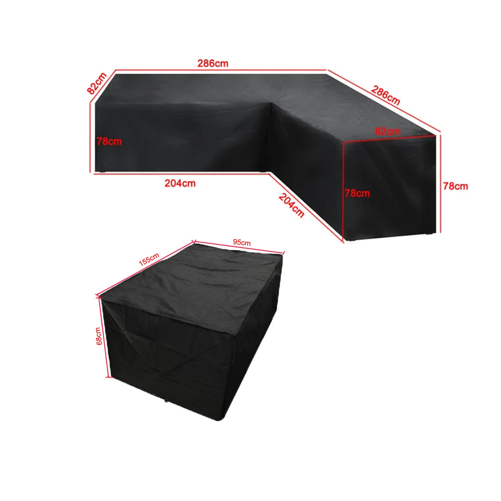 2Pcs Waterproof L-Shape Outdoor Furniture Cover Set