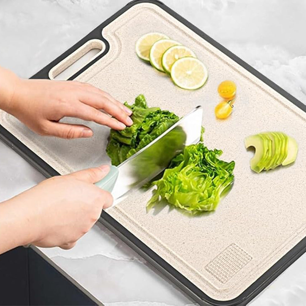 Titanium Cutting Board for Kitchen Cutting Board Double Sided Pure Titanium and Wheat Straw