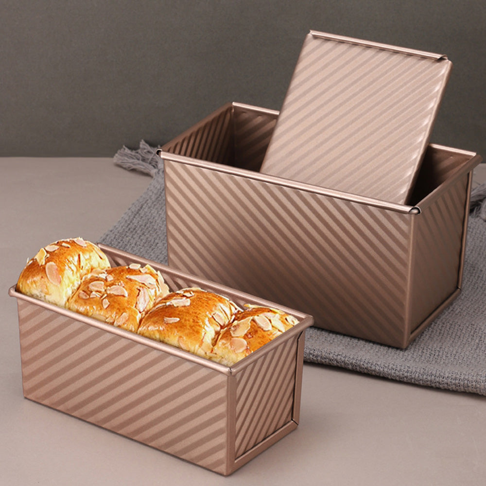 3Pcs Carbon Steel Loaf Pan Set 1kg 0.45kg 0.36kg Dough Capacity with Brush and Scraper