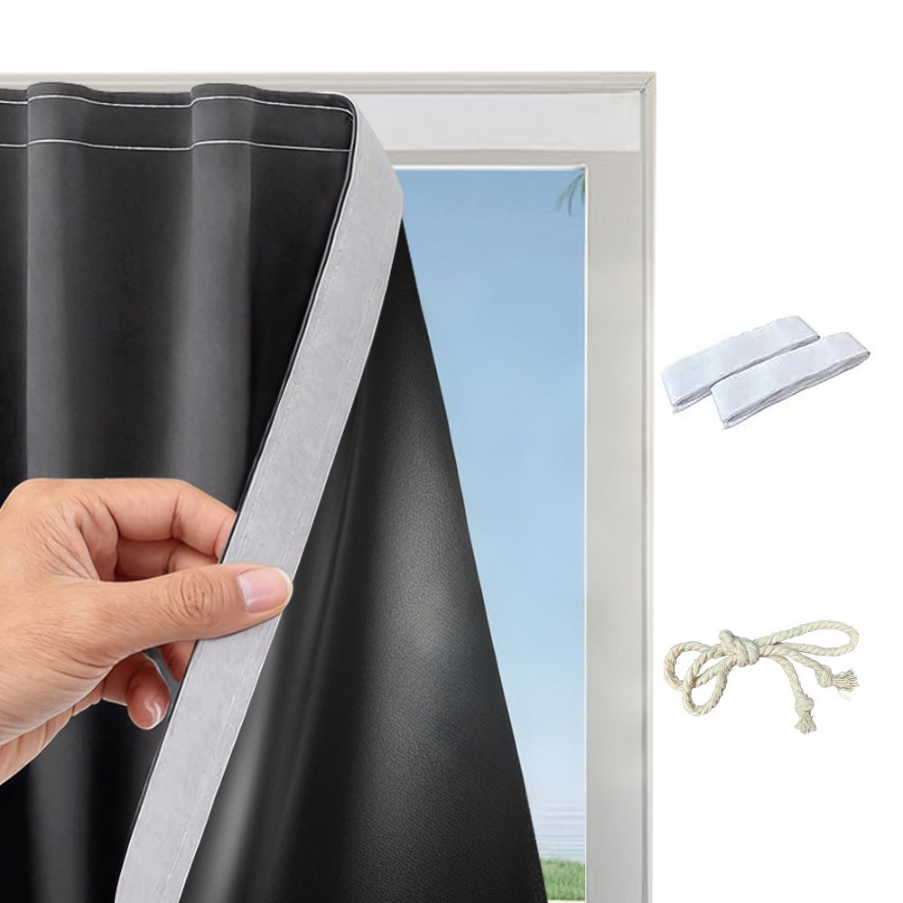 Blackout Curtains No Drill Adhesive Curtains for Bedroom Living Room Office-Grey