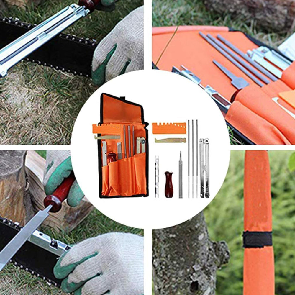 9Pcs Files Filing Tool with A Storage Chain Sharpener for Sharpen Saw File Set