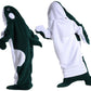 Flannel Cartoon Whale Wearable Hoodie Sleeping Blanket