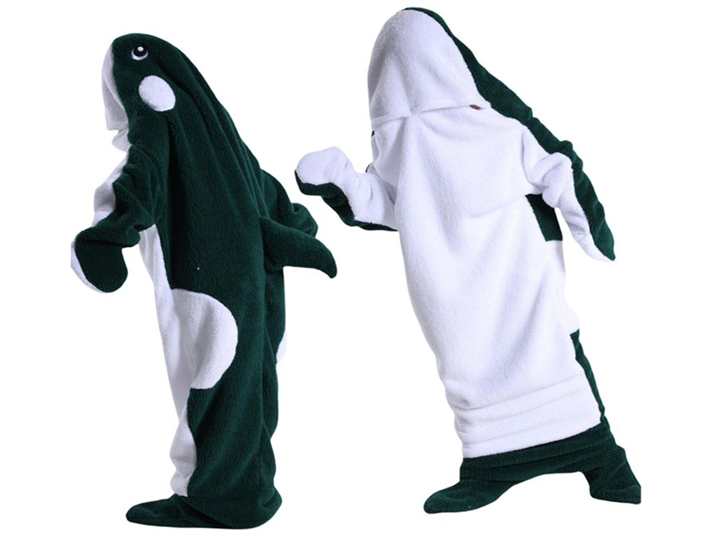 Flannel Cartoon Whale Wearable Hoodie Sleeping Blanket