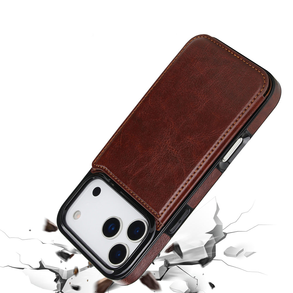 Leather Wallet Case for iPhone 17 Series Double Secure Flip Closure Full Body Drop Defense-Brown