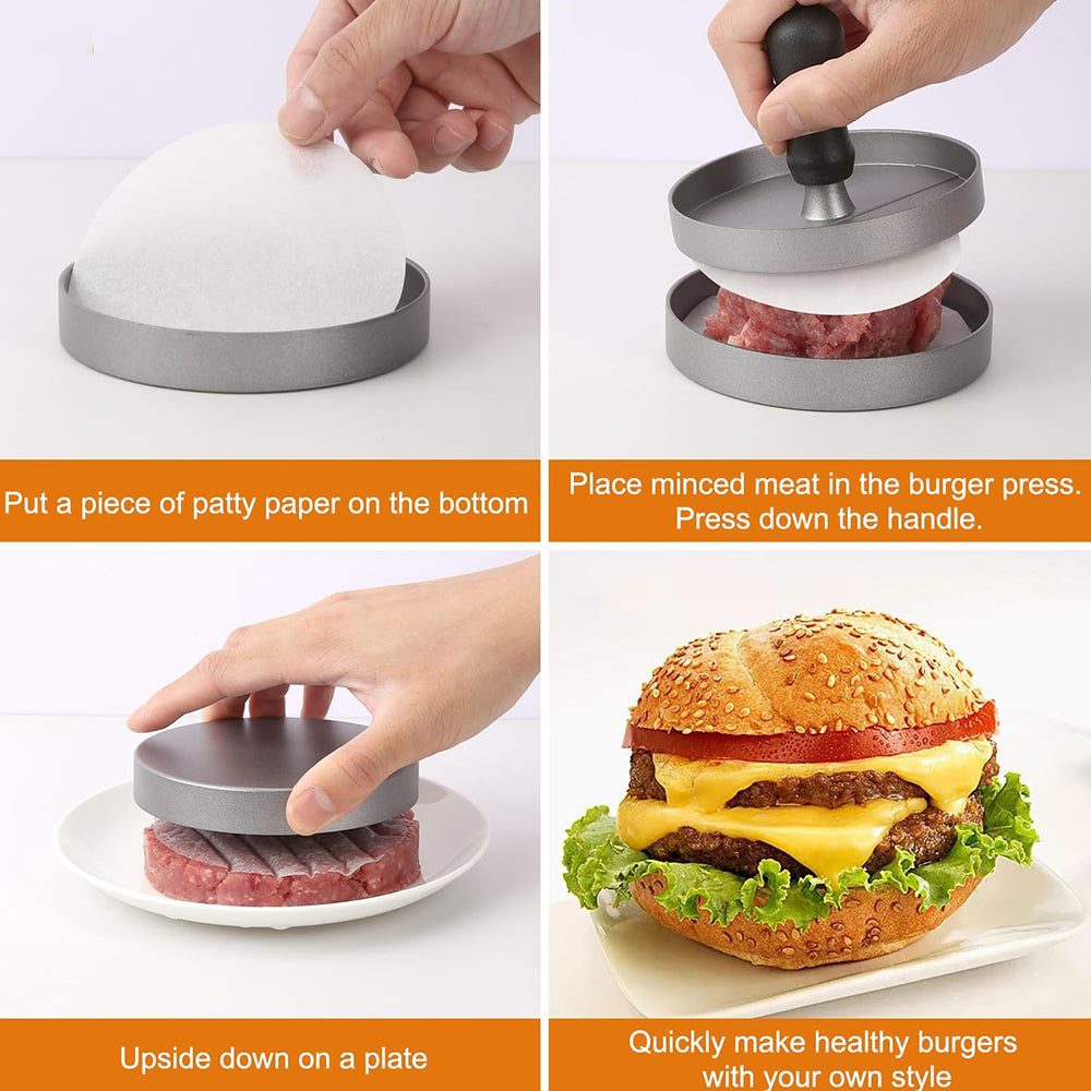 DIY Burger Patty Press Mold with 100Pcs Oil Blotting Paper
