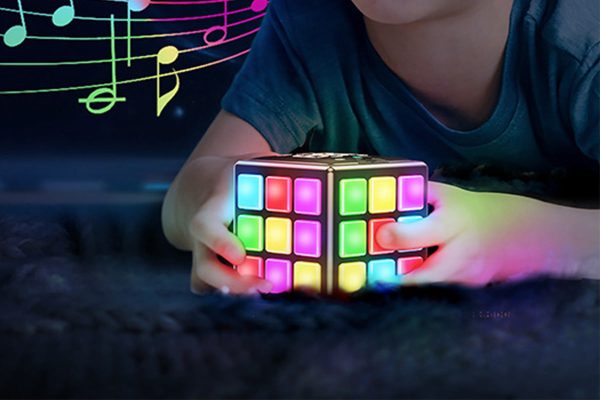 Rechargeable Game Handheld Cube 15 Fun Brain and Memory Games with Score Screen for Teens