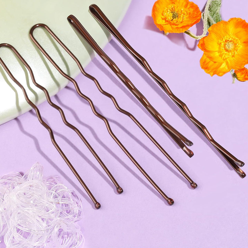 Hair Pins Set with Storage Box Bobby Pins & U Shaped Hair Clips Kit for Bun Updo Styling