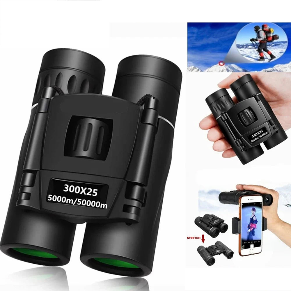 2Pcs 300x25 Folding High Powered Binoculars with Phone Holder