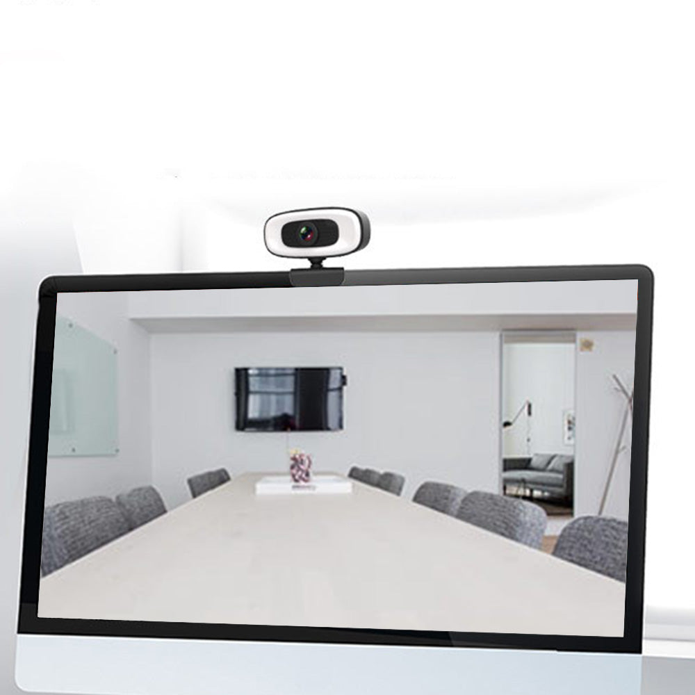 4K Webcam with Microphone Ring Light and Rotatable Tripod Computer Webcam