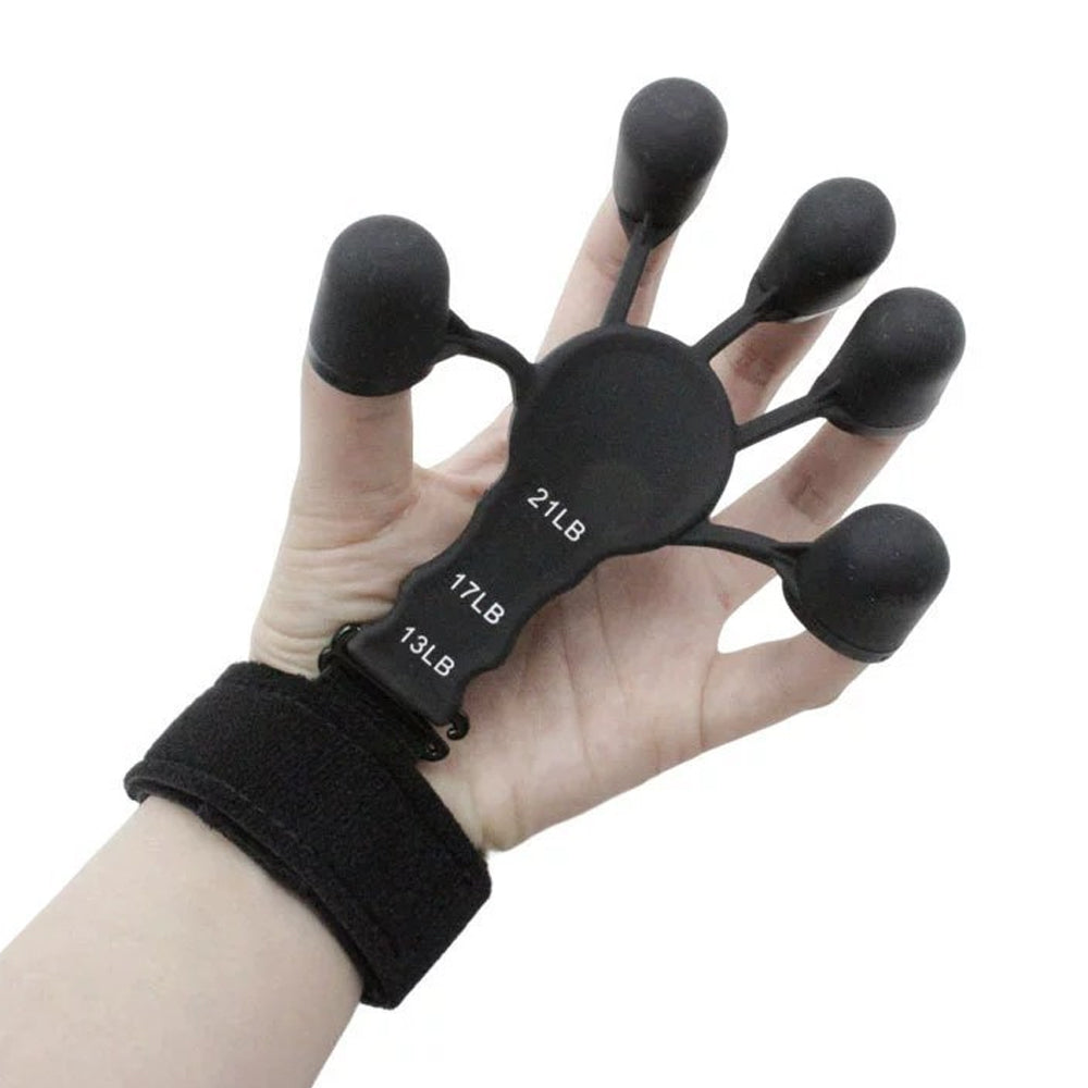 2Pcs Adjustable Finger Exerciser Hand Grip Strengthener-Black, Grey