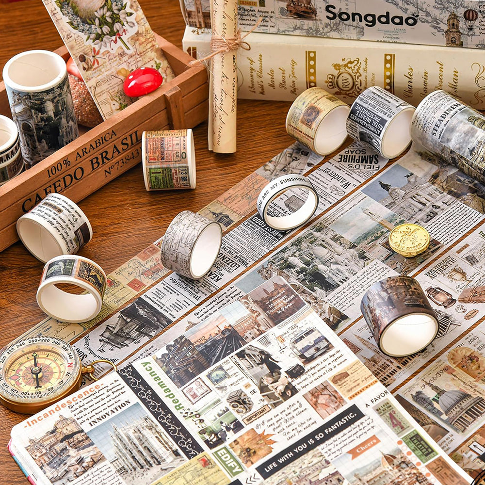 18 Rolls Vintage Washi Tape Set Writable Tapes for Scrapbooking Junk Journal supplies