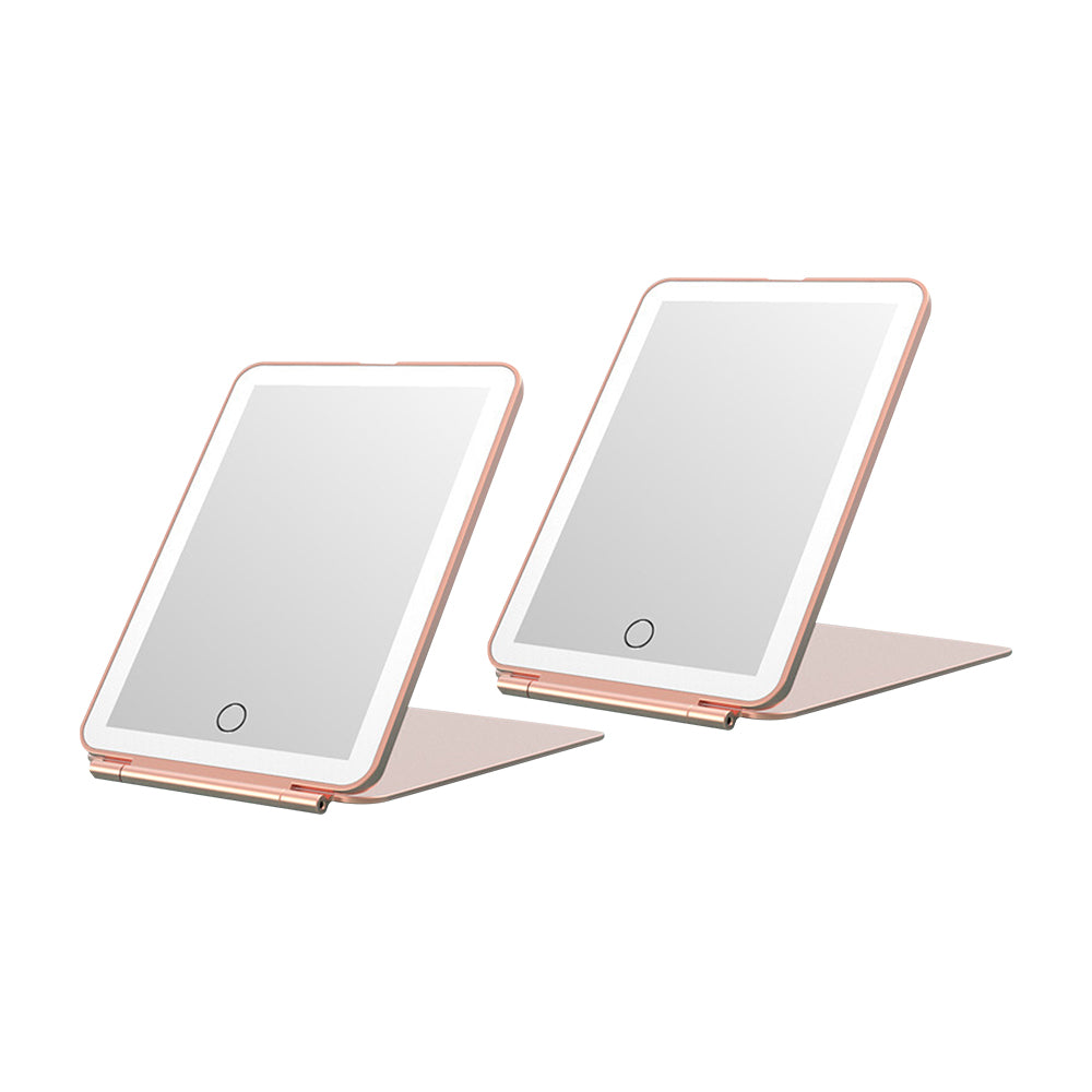 2Pcs Rechargeable Makeup Mirror Portable Vanity Mirror with 3 Light Colors