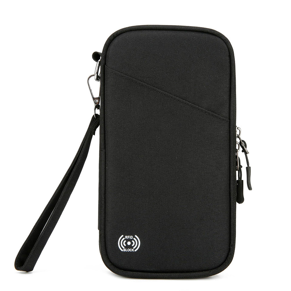Passport Holder Family RFID Travel Document Organizer With Zipper-Black