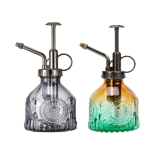 2Pcs Glass Plant Mister Spray Bottle for Indoor Outdoor House Plant-Grey+Green