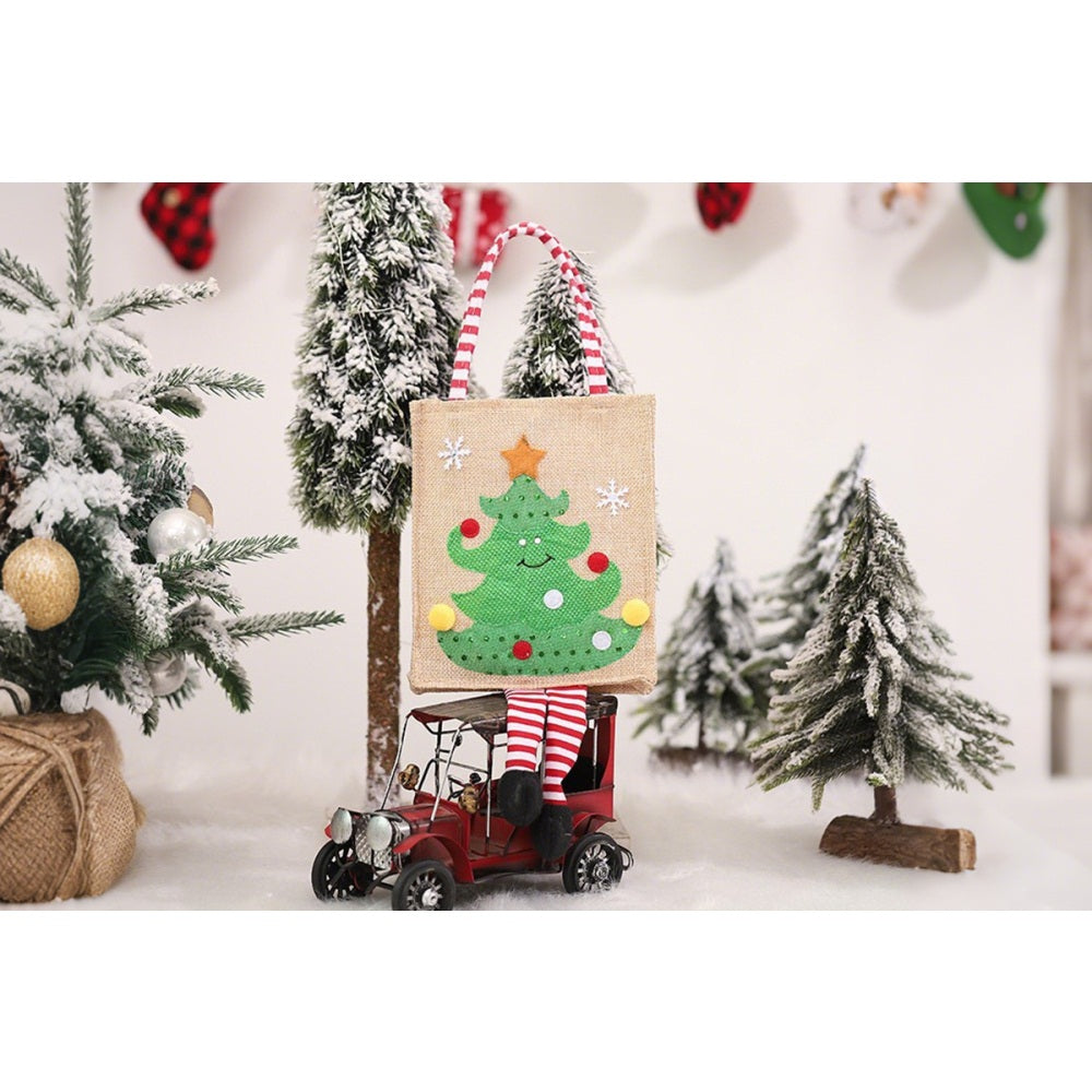 Creative Burlap Christmas-Themed Tote Bag