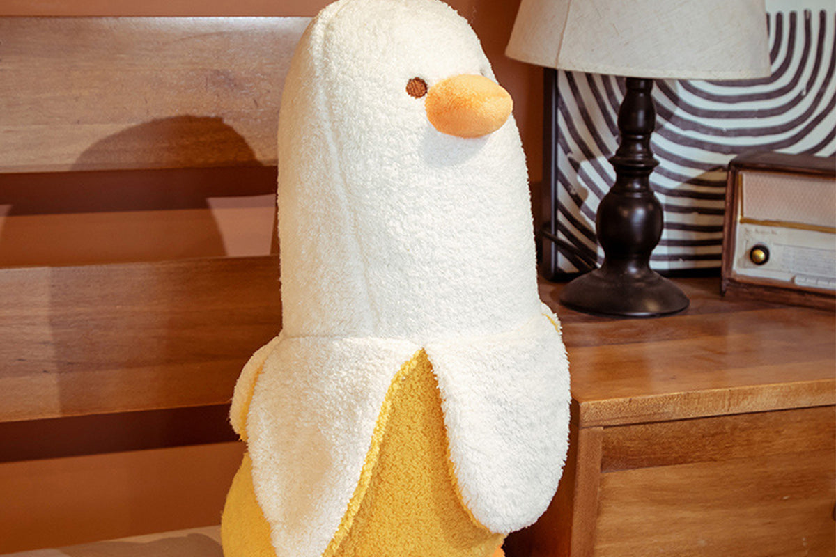 Peeled Banana Duck Plush Pillow Stuffed Toy Hugging Cushion Anxiety Relief Bedtime Cuddling