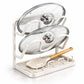 Kitchen Pot Lid Storage Rack Carbon Steel Holder with Drip Tray Organizer