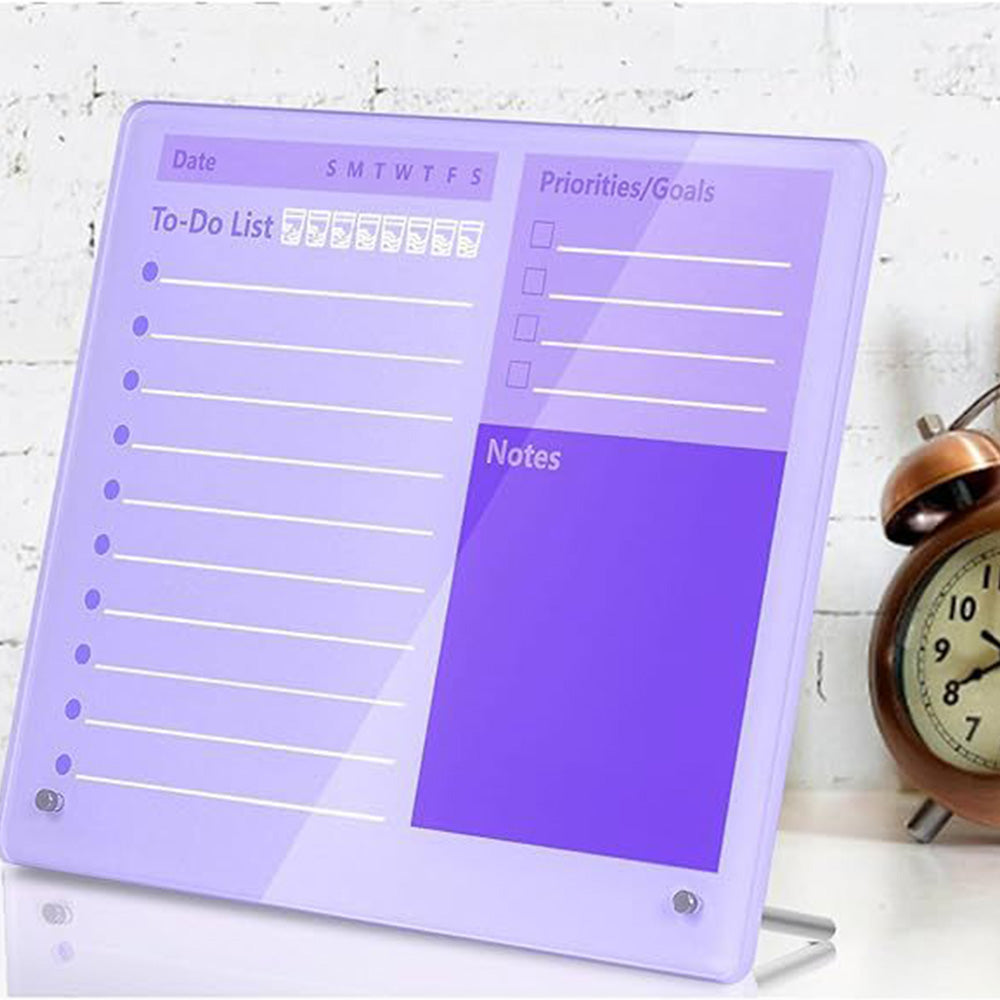 Thick Acrylic Dry Erase Board for Desk Planner with Stand