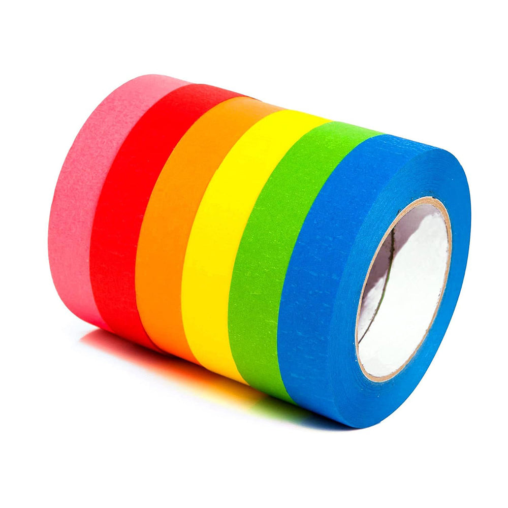 6 Pack Colored Masking Tape 25mm x 20m Colorful Craft Tape for DIY Art