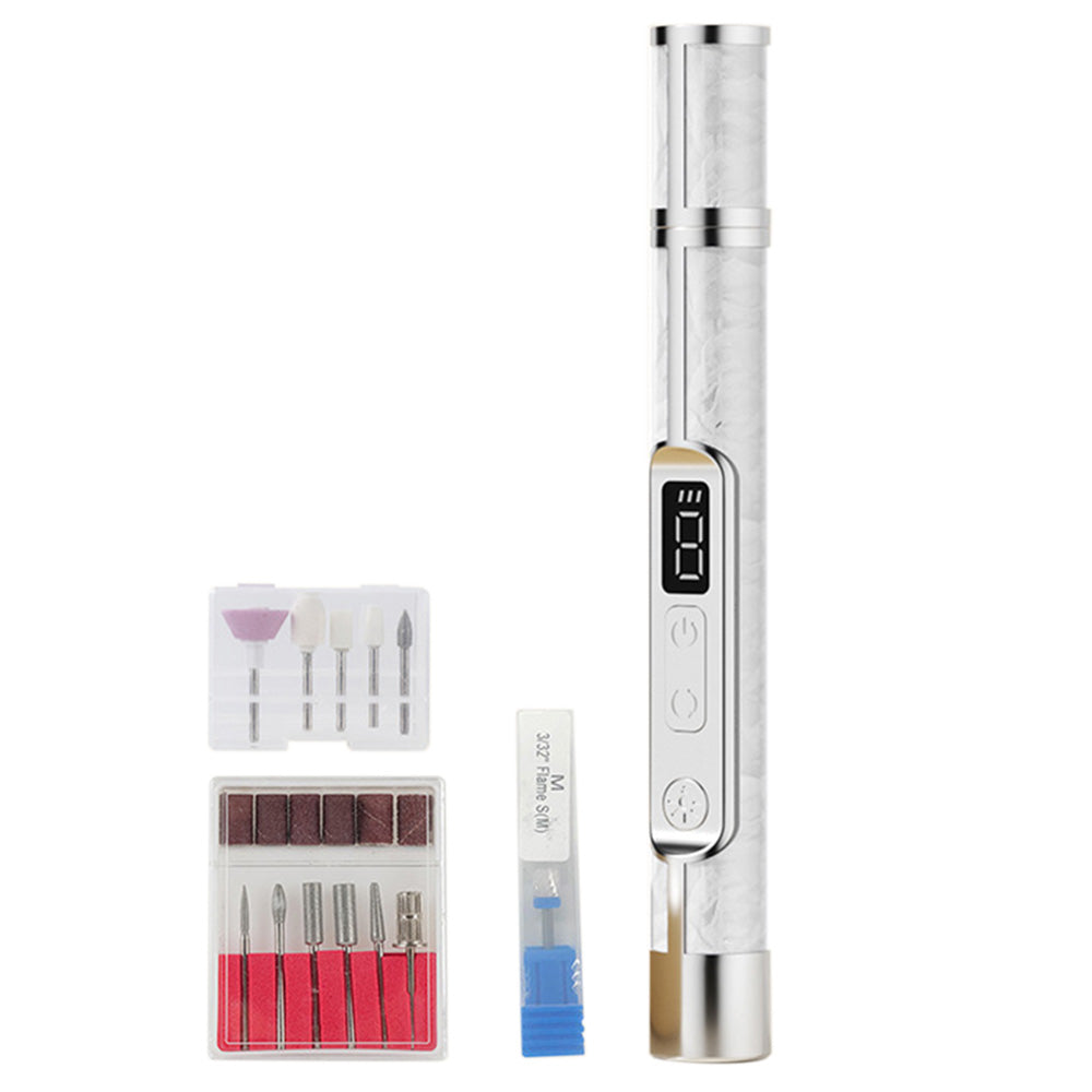 2 in 1 Cordless Electric Nail File Drill with Light Lamp 18 Bits 3 Speeds Mode for Women Men