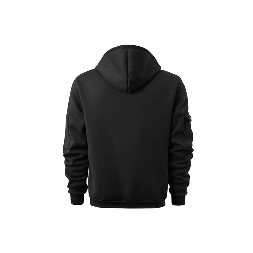 Fleece Hooded Sweatshirt Casual Hoodie for Men-Black