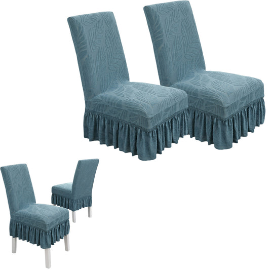 2Pcs Stretch Dining Chair Covers with Ruffled Skirt Stain and Wrinkle Resistant Fabric