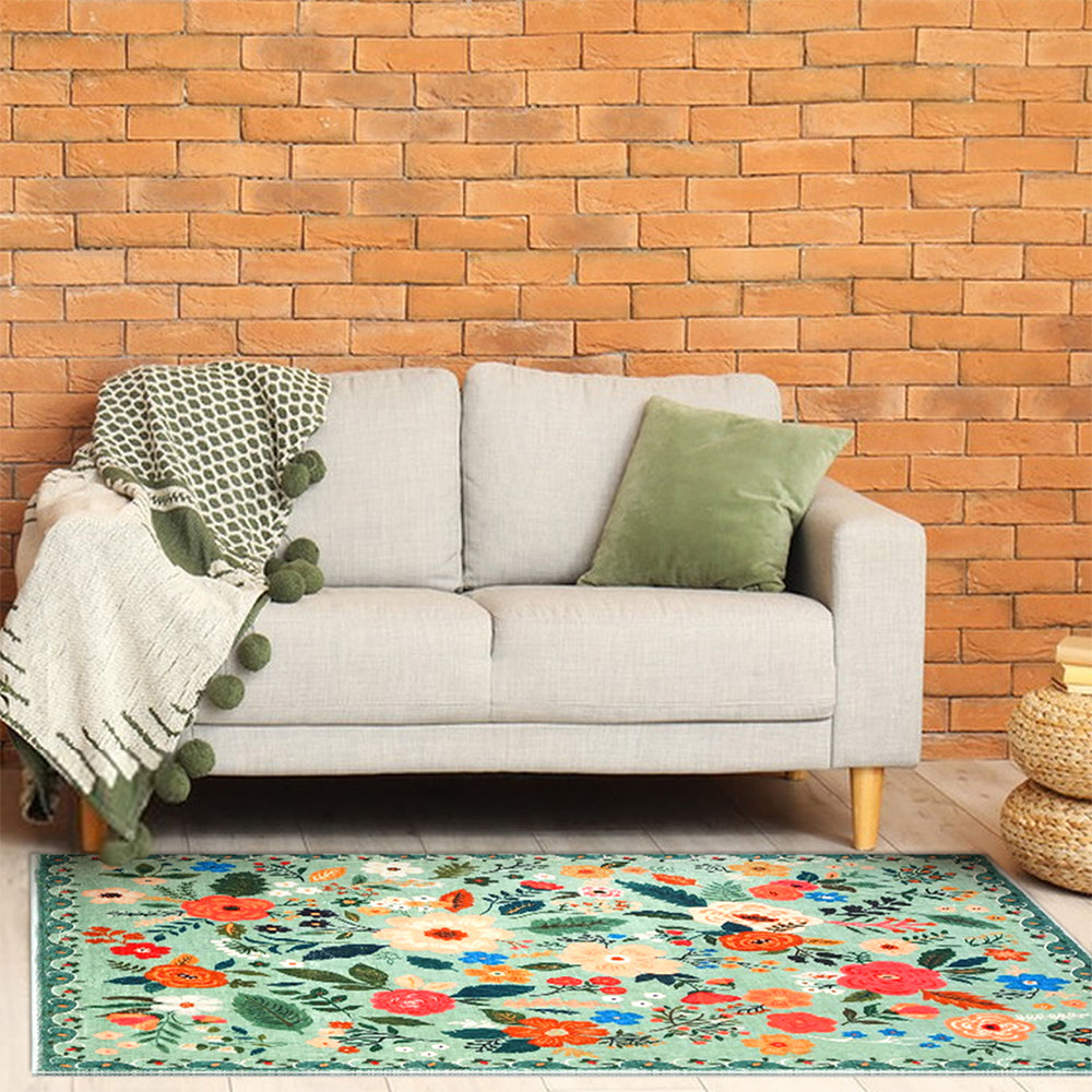 Washable Boho Floral Small Area Rug Indoor Entrance Door Mat