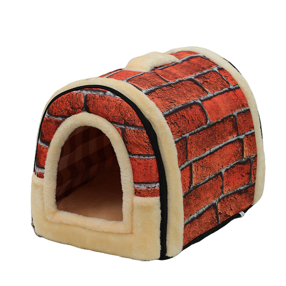 Pet Dog House Kennel Soft Beds Cave Cat Puppy Bed Doggy Warm Cushion Fold