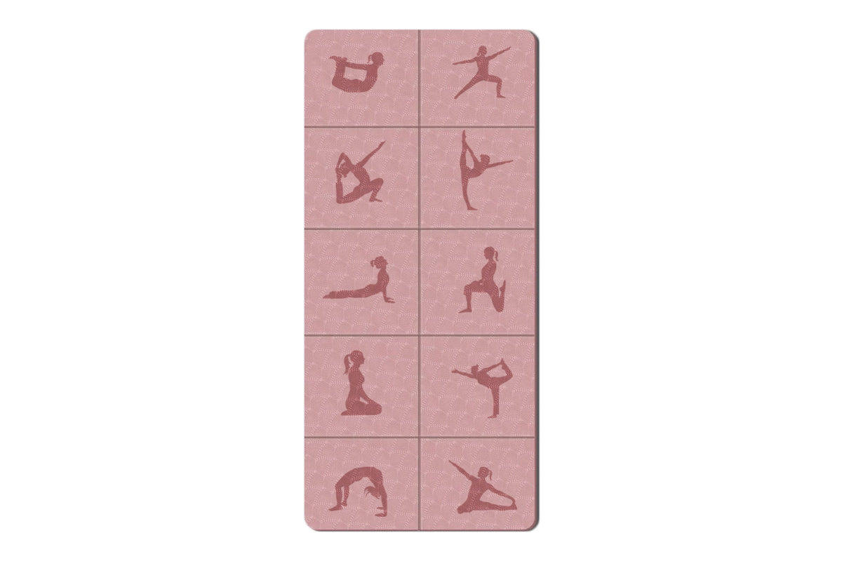 Printed Yoga Poses Yoga Mat with Storage Bag Portable Exercise Foldable Workout Mat