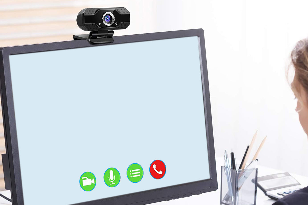 Full HD USB Webcam with Microphone for PC Desktop and Laptop -Black
