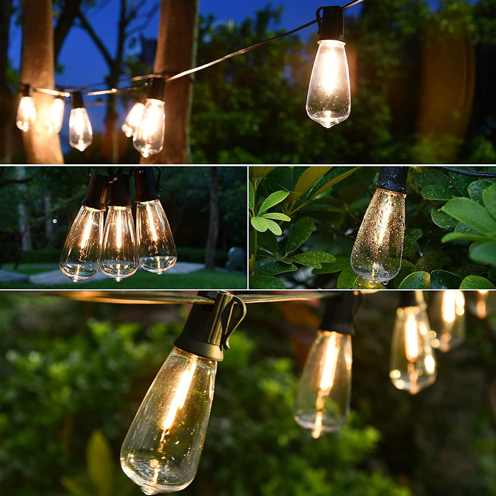 5M Solar Light LED Festoon String Light Outdoor Dimmable Xmas Party Patio Lamp