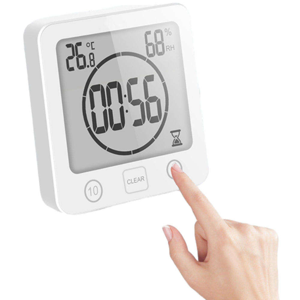 Digital Temperature Humidity Meter Water-Resistant Bathroom Alarm Clock