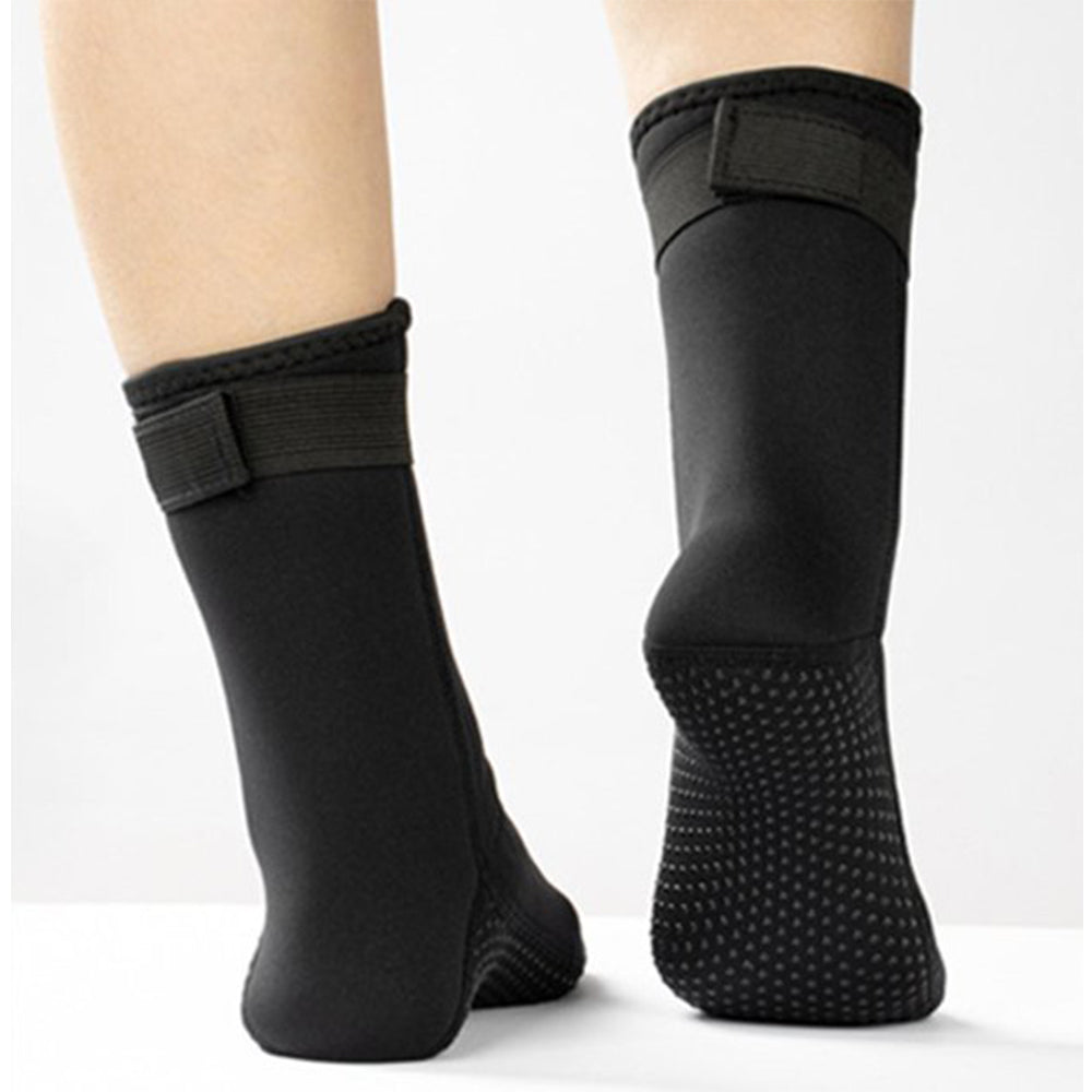 Pair of Unisex 3mm Neoprene Diving Socks Scuba Sailing Warm Black Long Socks