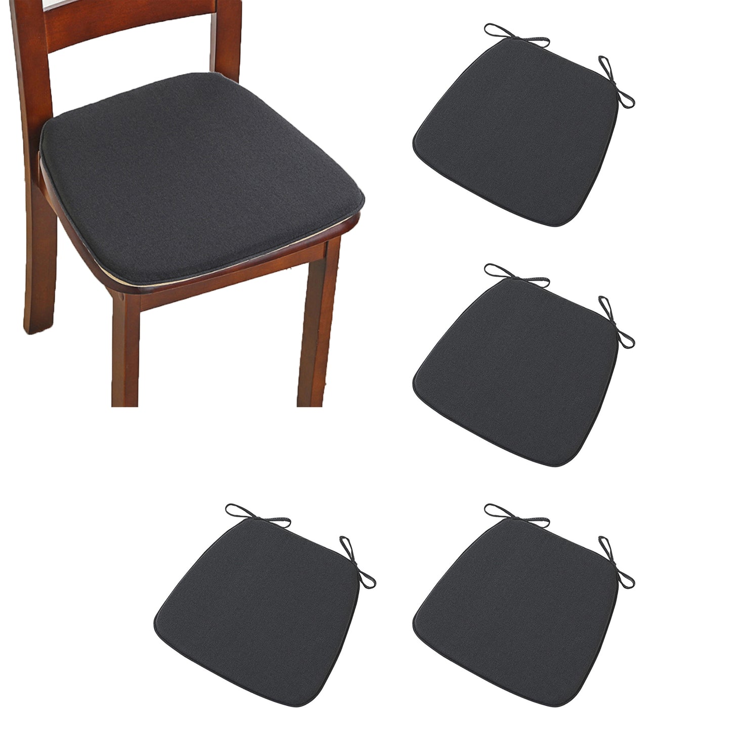 4Pcs Hoof-Shape Non-Slip Chair Cushion With Ties