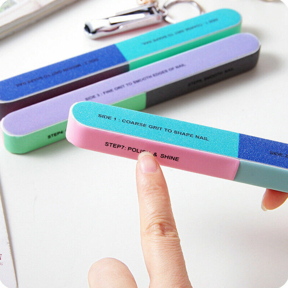 5 Pack 7 Way Multi Function Nail Buffer for Polishing Nail Buffing Tool for Home or Salon