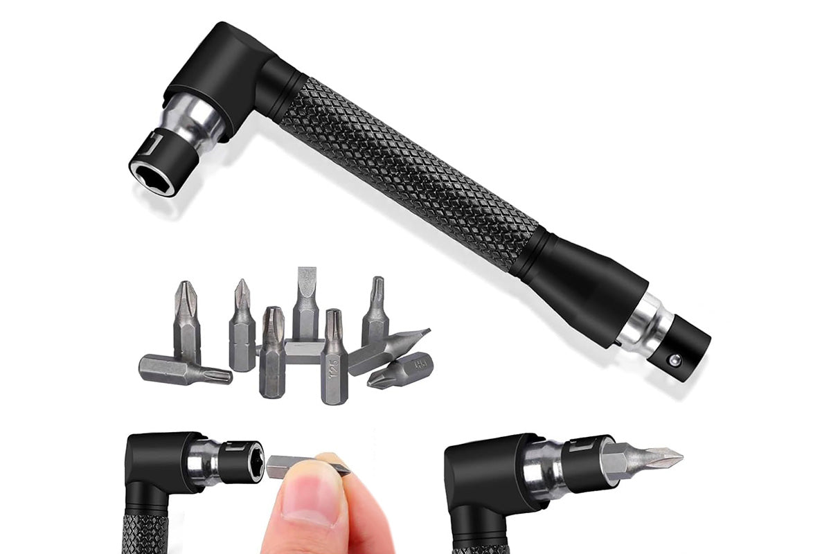 17-Piece Drill Bit Extension Set with 105 degree Right Angle Attachments Flexible Shaft Kit for Tight Spaces