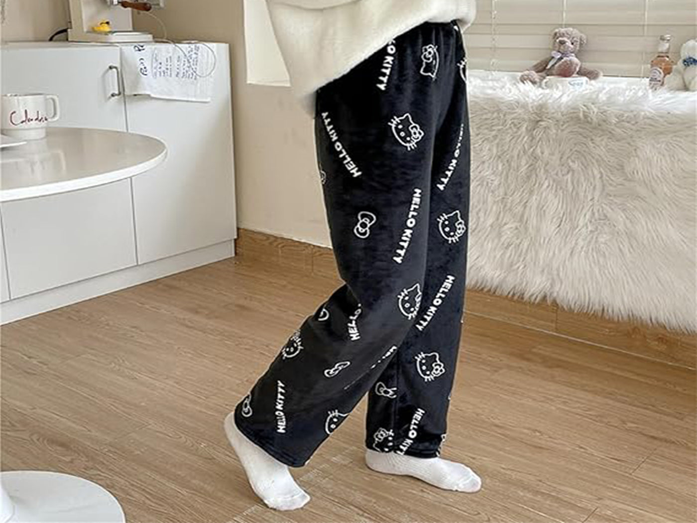 Women's Hello Kitty Inspired Flannel Cartoon Print Pajama Pants