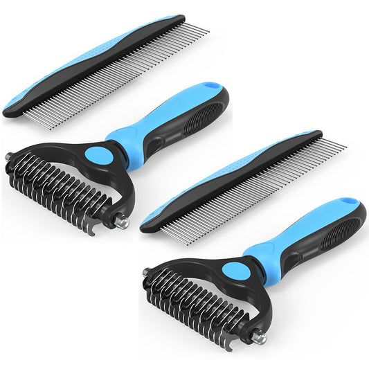 Two Sets Pet Grooming Combo Shedding and Dematting Brush for Dogs Cats