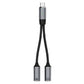2-in-1 Audio Charger Splitter Type-C Male to USB Female with Type-C Female Charging 100W