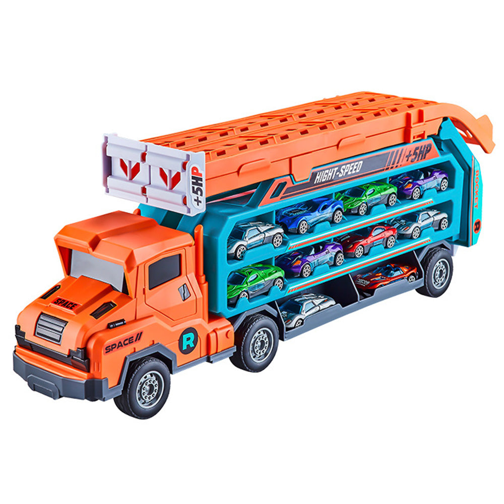 Carrier Truck Transport Car Toys Foldable 3 Layer Car Race Track Toys With 6 Toy Cars
