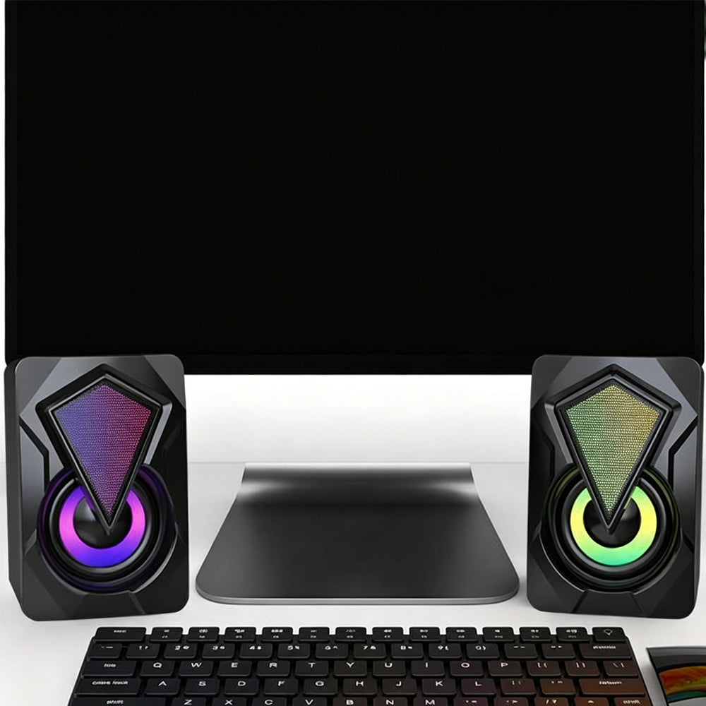 Computer Speakers RGB Desktop 2 Inch Dual Drivers Soundbar for Laptop